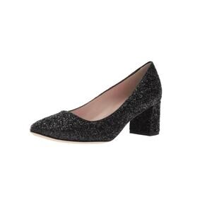 Kate Spade Dolores Black Glitter Block Heel Pumps Size 9.5